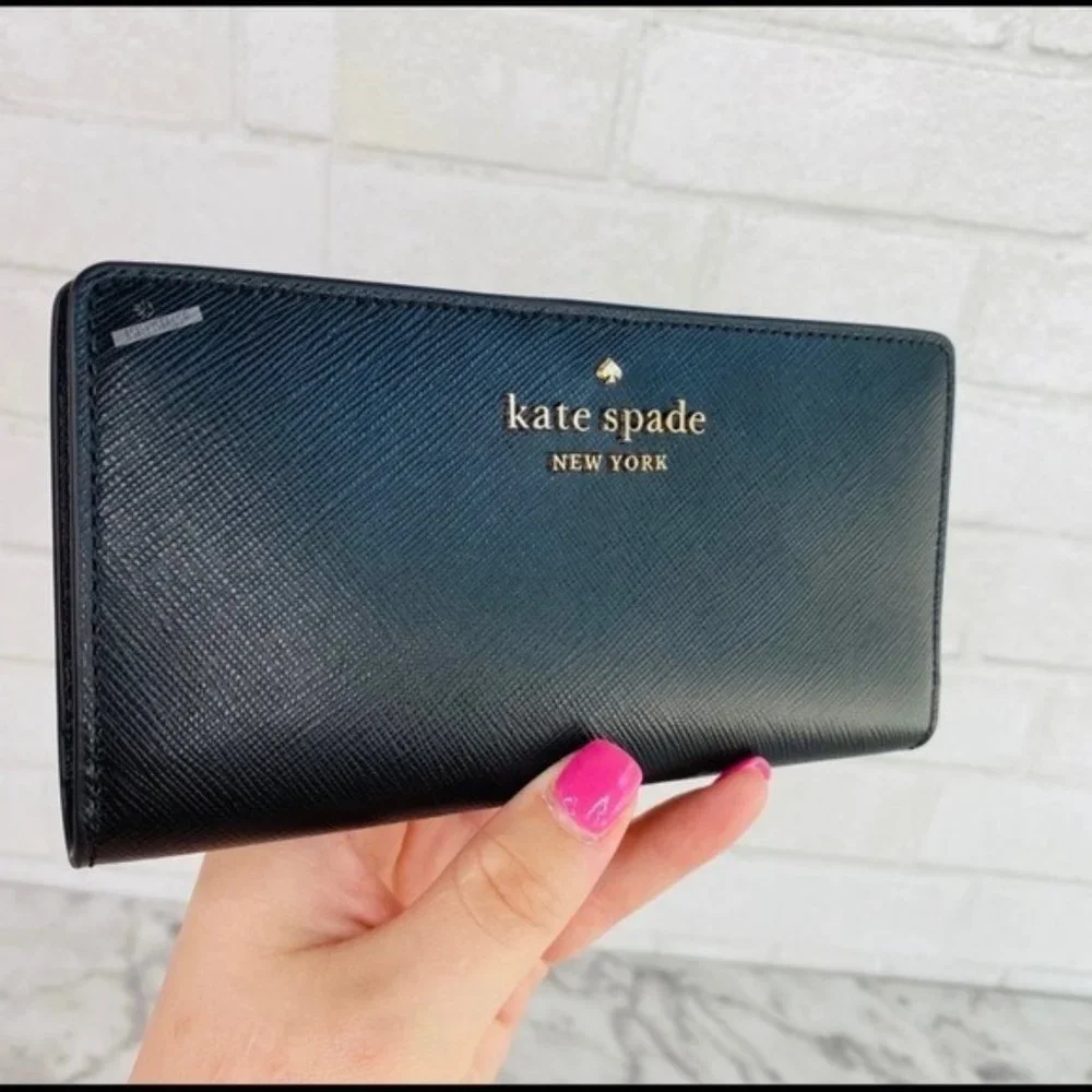 Kate Spade Black Medium Satchel Crossbody & Large Slim Bifold Wallet Set - Picture 11 of 14